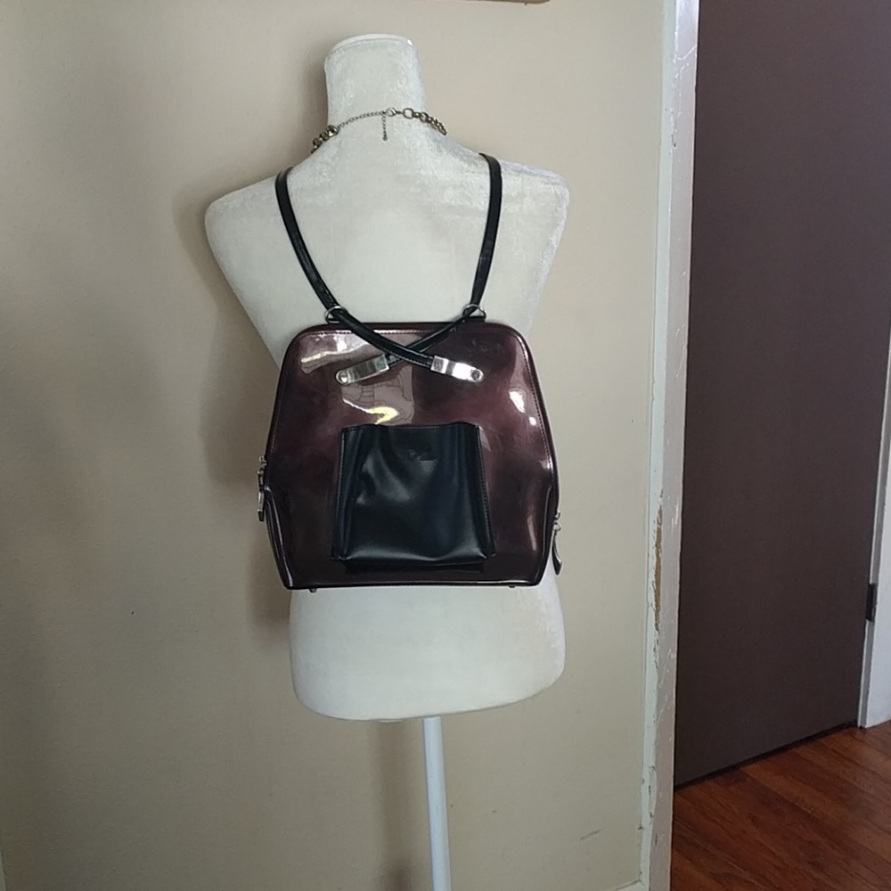 Beijo brown vinyl convertible bag
